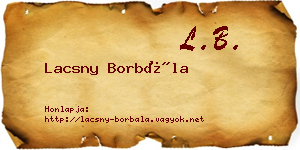Lacsny Borbála névjegykártya